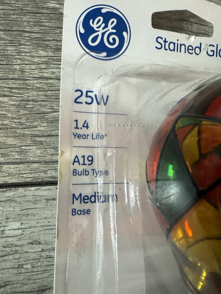 GE Stained Glass 25W Hand Painted Light Bulb A19 General Electric - Image 3 of 4