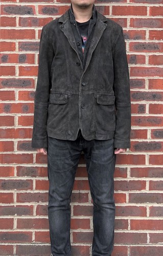 AllSaints Mens SURVEY Leather Jacket MEDIUM Grey Brown All Saints Biker Blazer - Picture 6 of 16