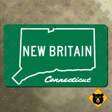 Connecticut New Britain city limits sign highway boundary marker outline 22x13