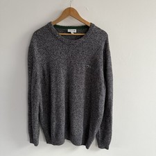 Lacoste Men's Jumper FR 7 XXL 2XL Black White Crew Neck Wool Sweater Pullover