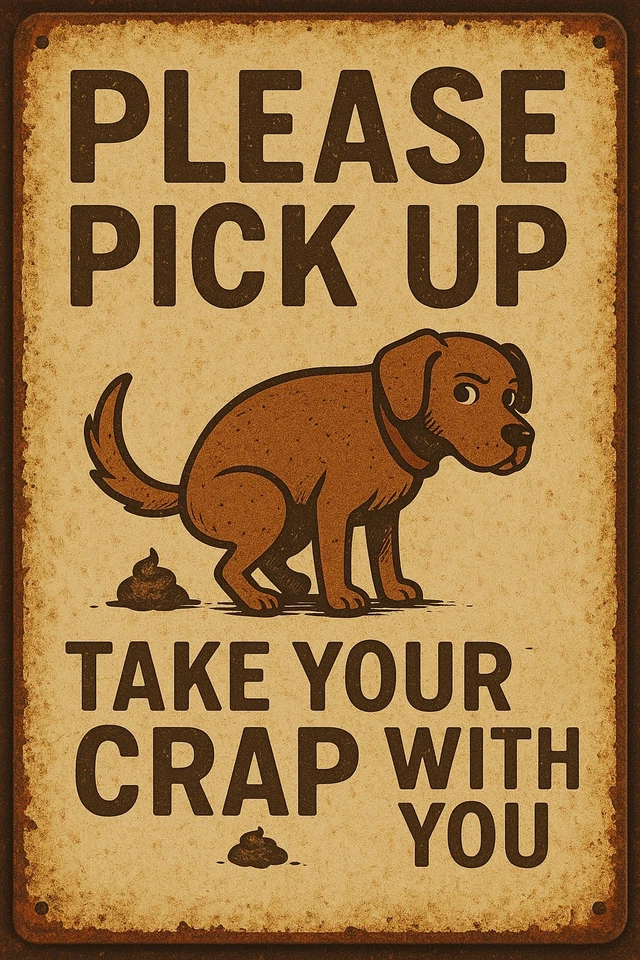 Letrero de patio de caca de perro divertido de colección recoger después del perro, llevar su mierda con usted 8x12 Foto 3 de 4