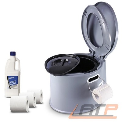 ENVA MOBILES WC CAMPINGTOILETTE + 1 L SANITÄRFLÜSSIGKEIT + 4x TOILETTENPAPIER
