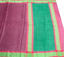Sushila Vintage Purple Scrap Saree Pure Silk Printed Paisley Remnant Sari Fabric