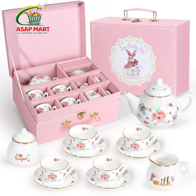 Porcelain Tea Set for Girls, Party Little child-size, Pink