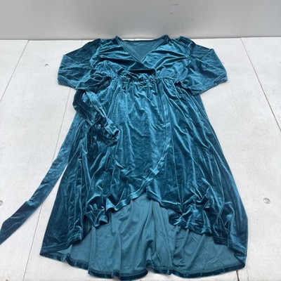 Bloomchic Dress Womens 18-20 Teal Velvet Wrap Belted Plus Size Party Formal