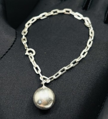 Friedrich Binder FBM Vintage 800 Silber Anker Kugel Kette Gliederarmband 7,5''