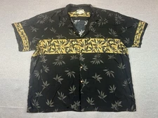 Paradise Found Hawaiian Shirt Mens 4XL Black Aloha Button Up Short Sleeve Floral