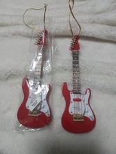 Electric Guitar Red Christmas Ornament Realistic Miniature Musical Decoration