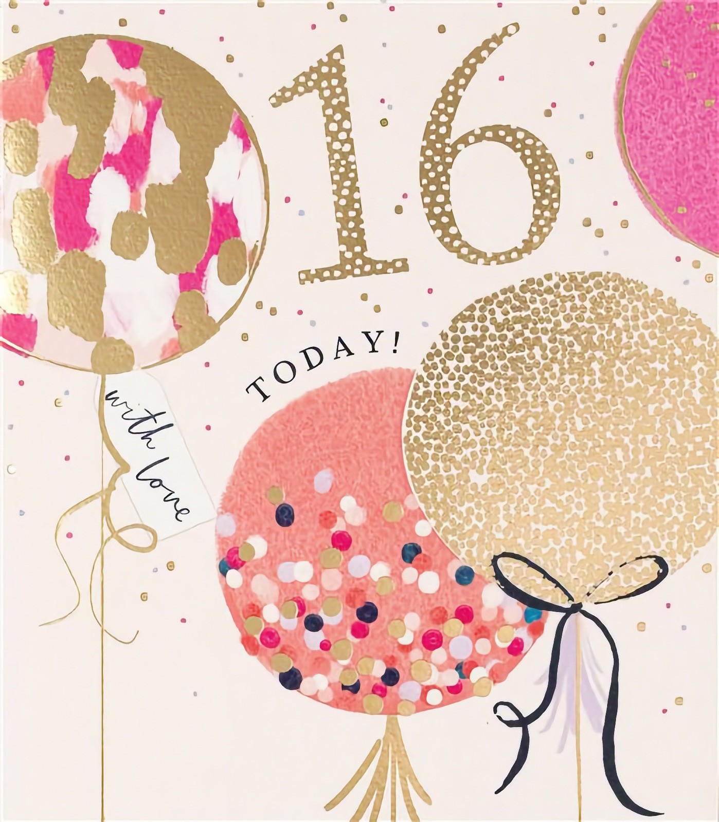 Happy 16th Birthday Card Balloons Female Daughter Granddaughter Sister Niece