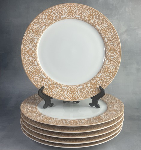 LIMOGES Christian DIOR Grand Salon 6 assiettes plates décor orangé ~27cm - Foto 2 di 10