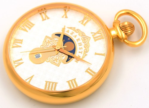 Außergewöhnliche Quarz Taschenuhr mit Mondphase u. Datum - Bild 3 von 6