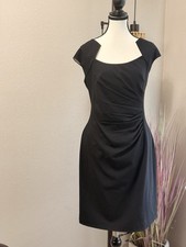 Calvin Klein Dress Black Ruched Cap Sleeve Li...