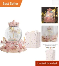 Gift-Wrapped Musical Snow Globe Carousel with LED Lights - Perfect for All Ages