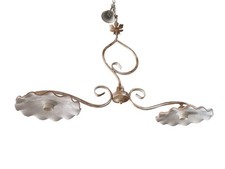 Bilanciere In ferro battuto ceramica sarda Cucina Rustico Lampadario Oro 2 Luci 