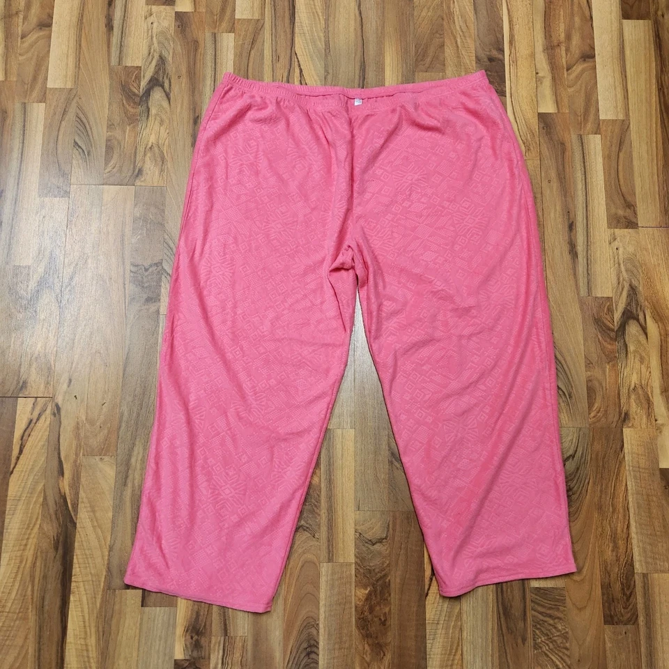 4X Fleece PJ Pajama Set Women's Plus Size Comfy Pink Texture - Image 3 of 4