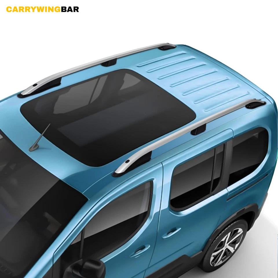 Rieles laterales de techo de aluminio color plata Fit New Ford Courier Van 2024-2025 Foto 3 de 4