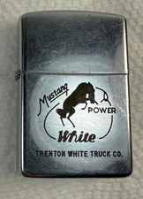 1958 Zippo Lighter MUSTANG POWER WHITE Trenton White Truck Co.