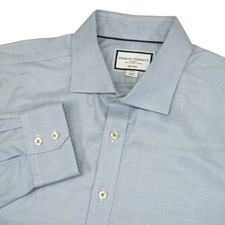 Charles Tyrwhitt Dress Shirt Mens 18/35 Blue Slim Fit Non-Iron Micro Check