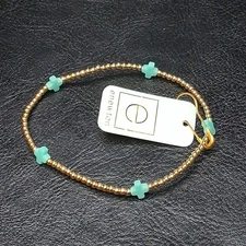 enewton Gold Filled Beaded Stretch Bracelet Whit Acua Min Crosses. E35.0766