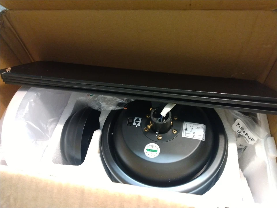 YUHAO 44 in. Integrated LED Indoor Matte Black Ceiling Fan w/ 4 Plywood Blades - Image 3 of 4