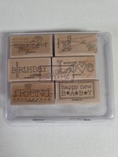 Stampin' Up Rubber Stamps For A Friend Set Set of 6 Wood Mounted Love Birthday