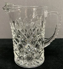 Anchor Hocking Pineapple Design Clear Glass Pitcher w/Ribbed Handle 10oz