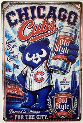 Chicago Cubs Sox Old Style Beer Sign - Heileman s - Murakami - Wrigley Field