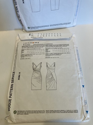 VOGUE V1341 DONNA KARAN Dress Tucked Sleeve V1342 Gathered Sewing Uncut Patterns - Picture 5 of 7