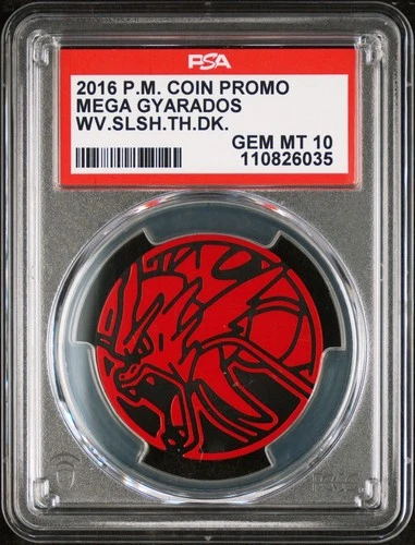 2016 POKEMON COIN PROMO RED MEGA GYARADOS Wave Slasher Theme Deck PSA 10