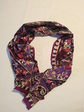 Vtg 70's/80's Oscar De La Renta Silk Scarf 11X51 Purple/Magenta/Gold EUC