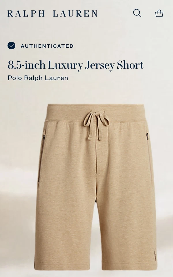 Polo Ralph Lauren бежевый флис пот шорты мужские 2XL на шнурке пони логотип - Изображение 2 из 4