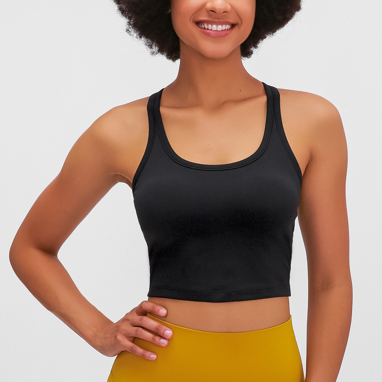 (L)Sports Bra Chest Pad Yoga Bra Nylon UNeckline IBack Women's eBay