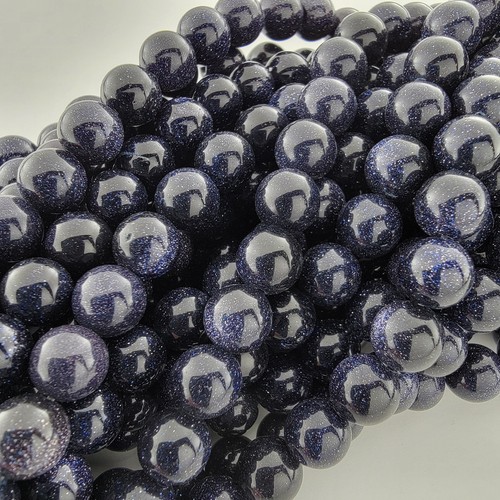 Blauer Sandstein Goldstein Perlen Glitzer Glatt Rund Stein 4Mm 6Mm 8Mm 10Mm - Bild 6 von 13