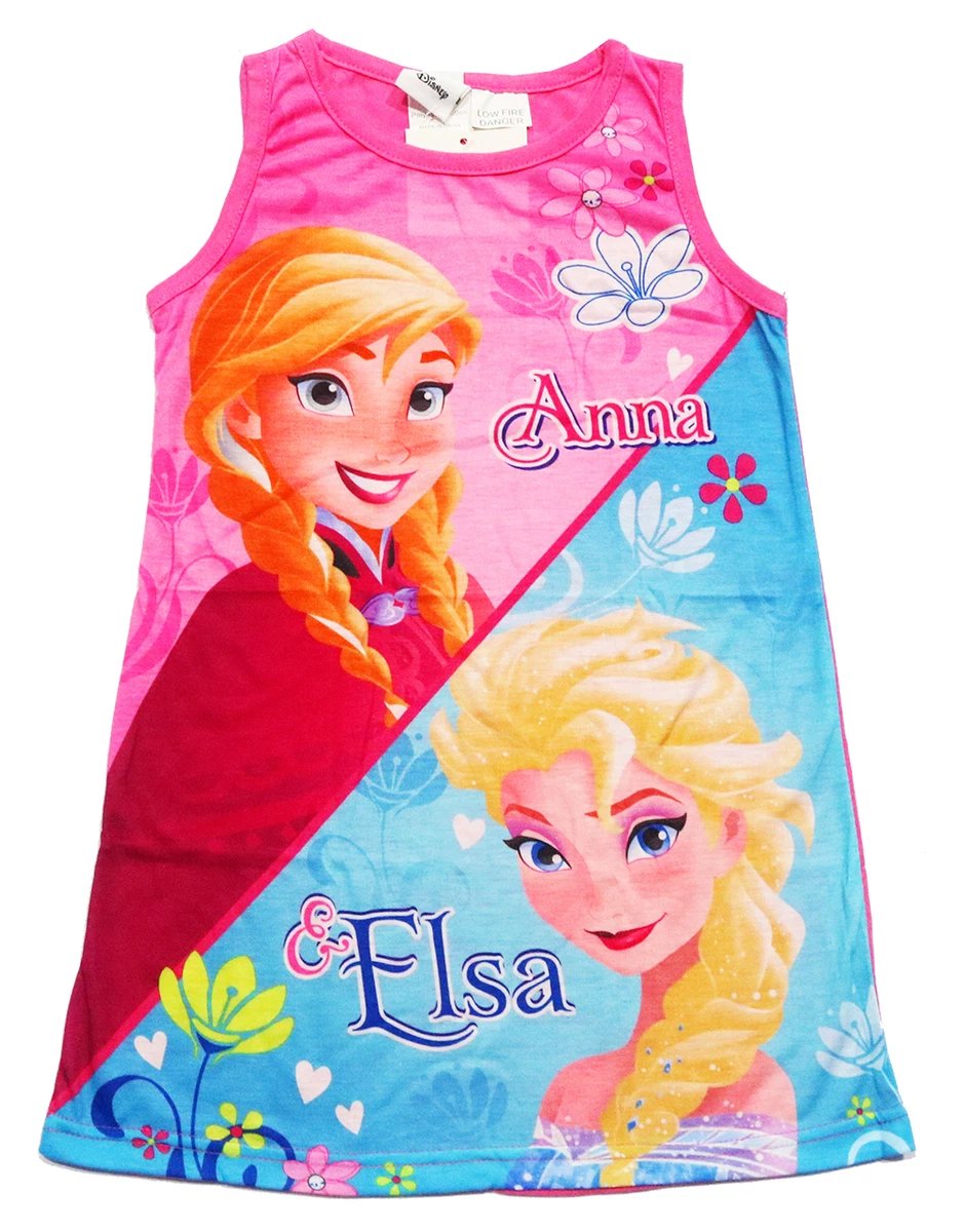 NEW SIZE 2 8 KIDS PYJAMAS SUMMER NIGHTIE DRESS DISNEY FROZEN GIRLS SLEEPWEAR PJS
