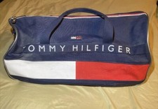 Vintage Blue Red Tommy Hilfiger Duffle Gym Bag Large Travel
