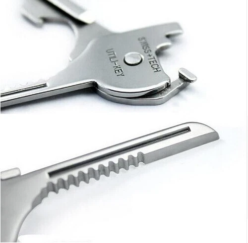 2PCS 6-in-1 Multifunction Stainless Steel Utili Key Tool Keyring Keychain new - Picture 5 of 6