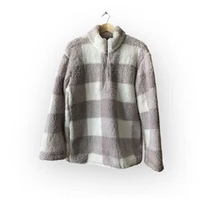 NEW ZESICA Women's Autumn Zipper Sherpa Fleece Pull Over Sweater Jacket Gray M