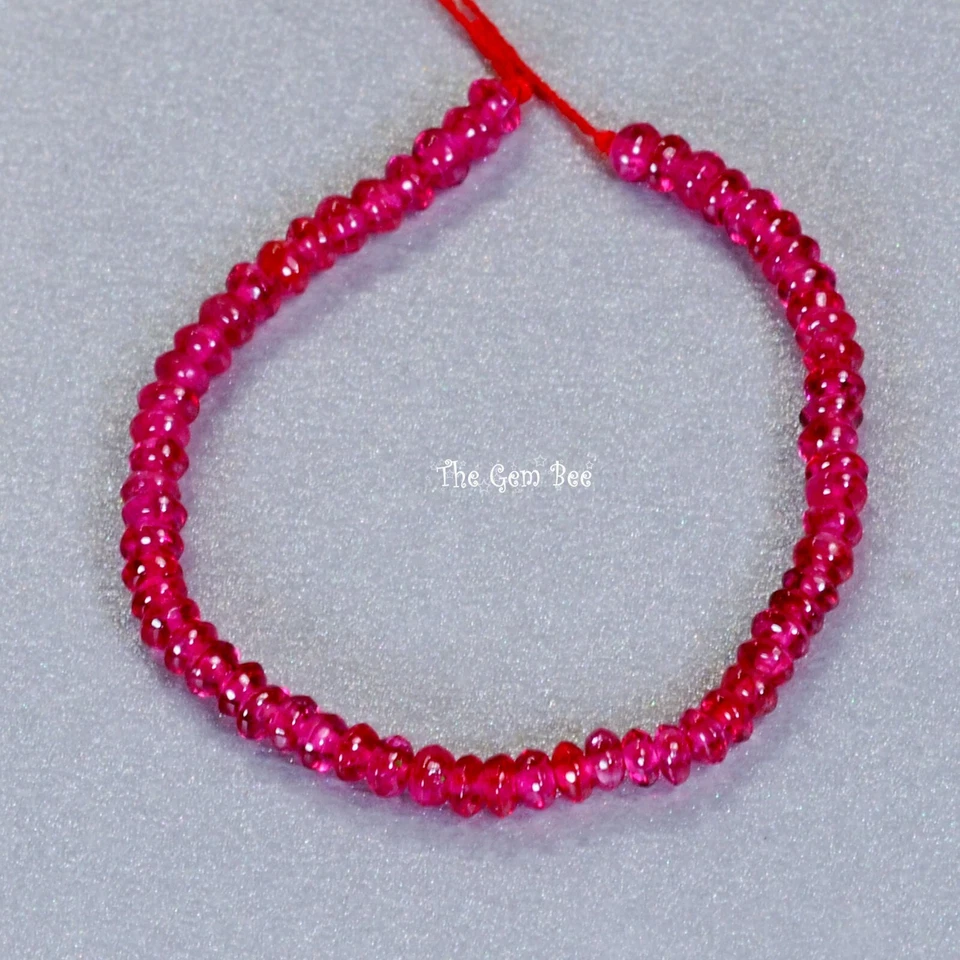 2mm-2.2mm Red Raspberry Red Burmese Spinel Smooth Rondelle Beads 3" Strand - Image 3 of 4