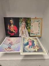 Mostly Vintage 27 Piece Lot Of Religious Pictures & Misc Items See Pics &...