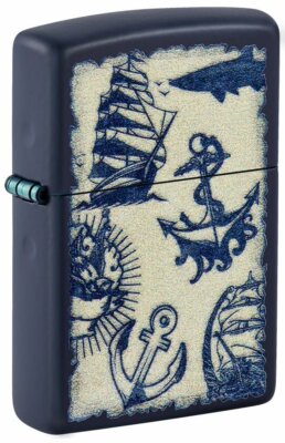 Zippo Windproof Nautical Anchor & Ship Lighter, Navy Blue, 49774