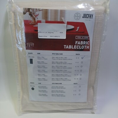 JUCFHY Jacquard Morrocan Rectangle Table Cloth Spill-Proof Ivory 52'' x 70''