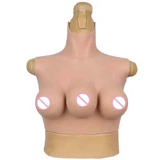 Three Boobs Halloween Cosplay Tits Breast Plate for Crossdresser Sissy 3 Nipples