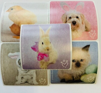 25 Rachael Hale Easter Friends Cat Dog Chick Bunny Stickers Party Favors 