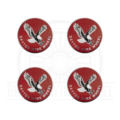 Dayton Eagle Chrome & Red Metal Wire Wheel Chip Emblems | 2.25'' | Set or Single