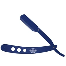 BARBER BEAUTY SALON MOREVILE BEARD HAIR TRIM CUT STRAIGHT FOLDING RAZOR - BLUE