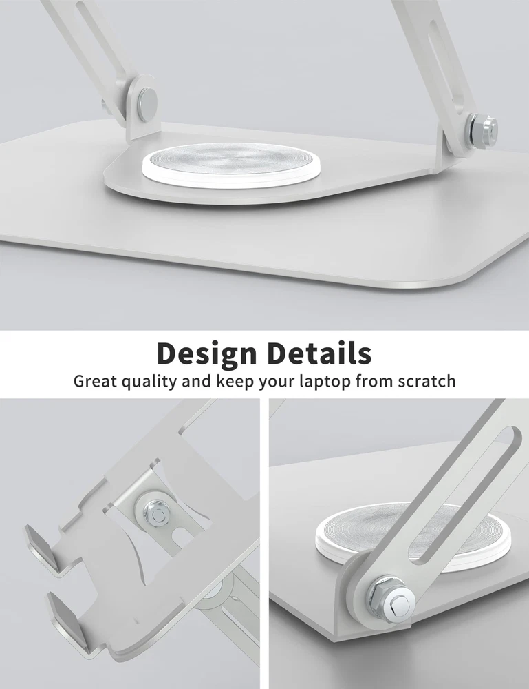 Laptop Stand for Desk with 360° Rotating Base Multi-Angle Adjustable Laptop S...