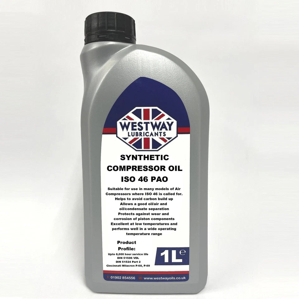 WESTWAY OILS Synthetic Compressor Oil ISO 46 PAO 8000 Hour