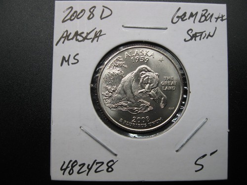2008 D Alaska Statehood Quarter "Satin" Gem BU! #482428 - Picture 3 of 3