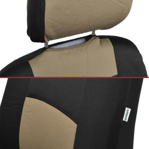 Beige/Black Car Seat Covers & Carpet Floor Mats Set Heel Pad Auto Truck SUV Van - Picture 6 of 10
