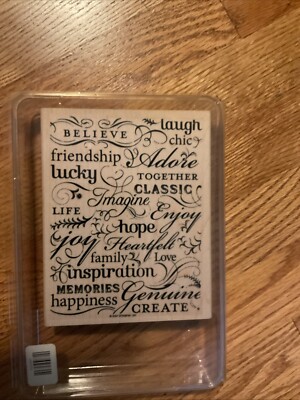 Stampin Up Tres Chic Stamp 2007 X-large 6.5x5 Word Collage Background Ref462